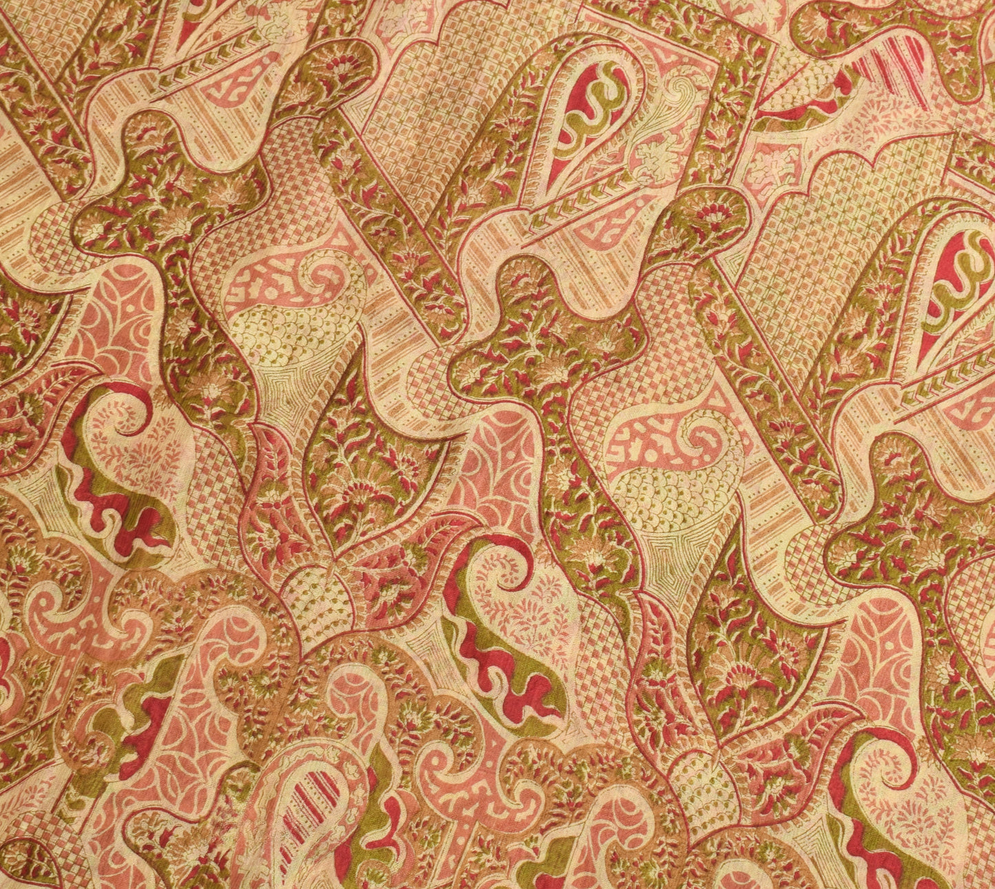 Sushila Vintage Indian Saree 100% Pure Silk Printed Soft Craft 5 Yard Fabric