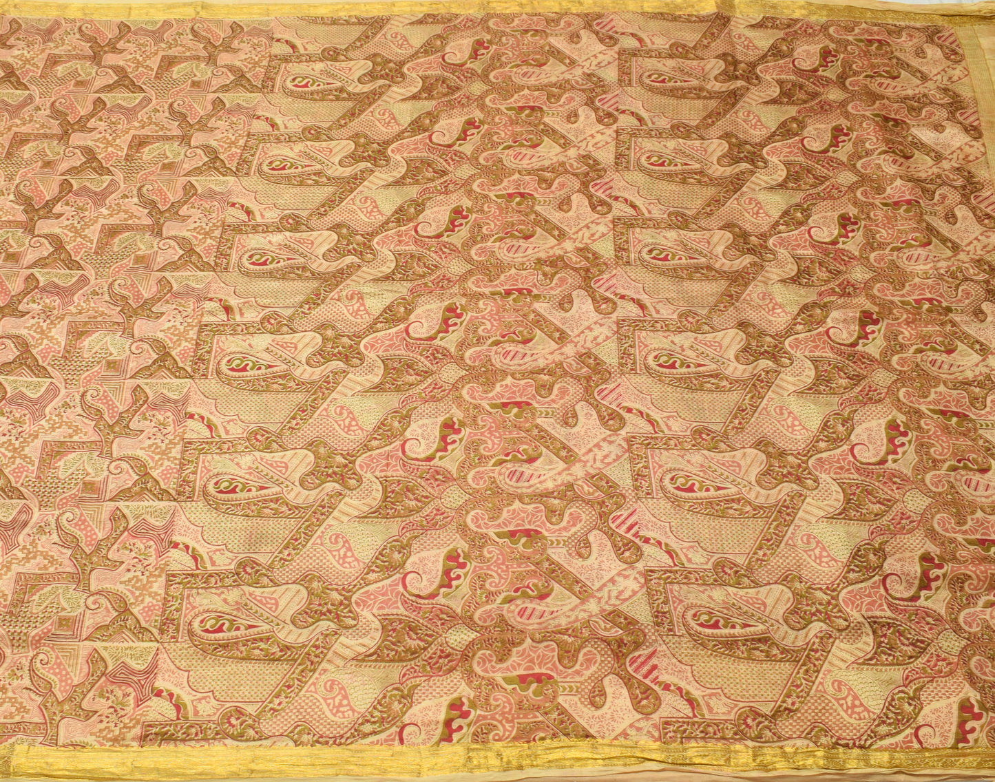 Sushila Vintage Indian Saree 100% Pure Silk Printed Soft Craft 5 Yard Fabric