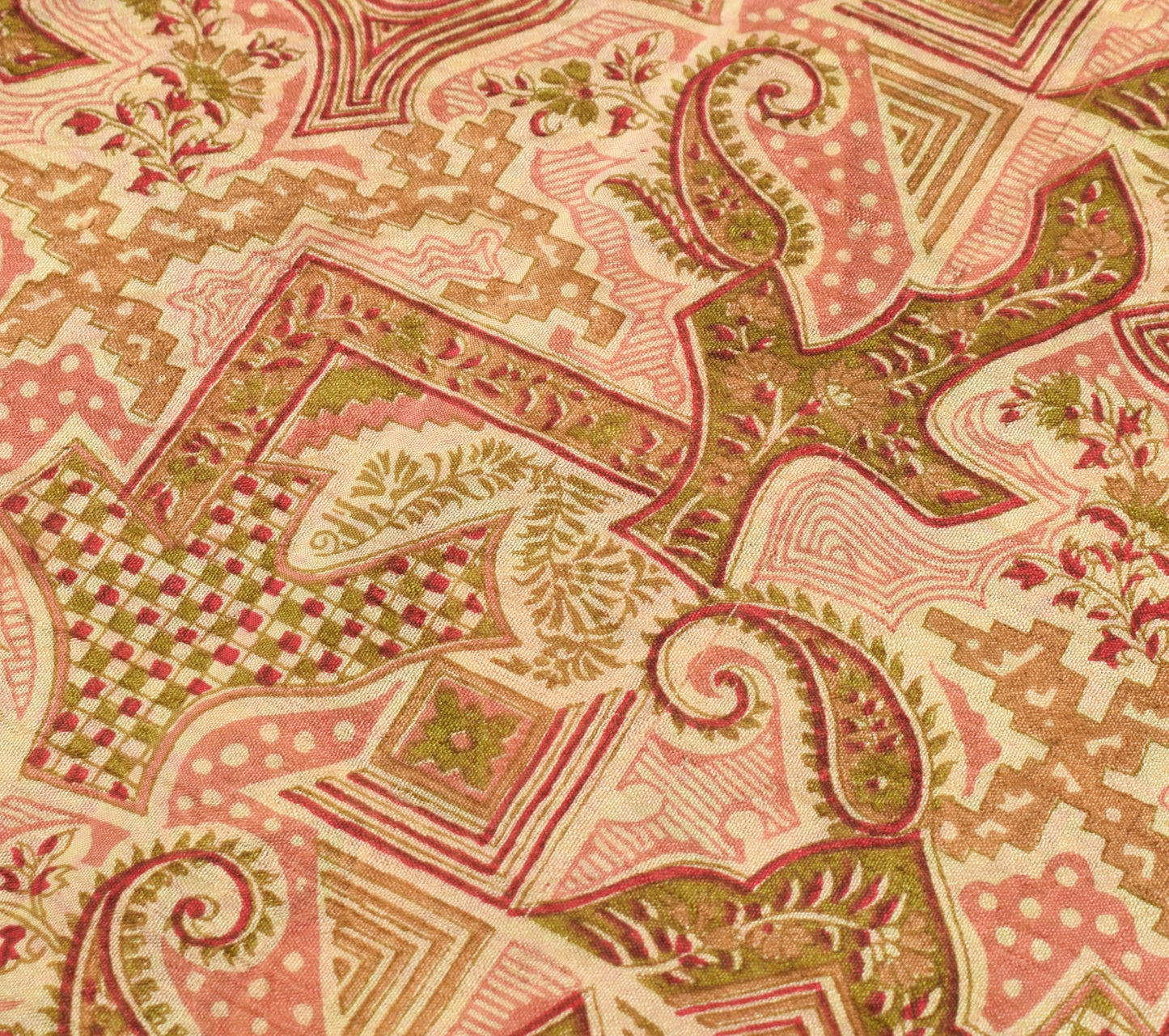 Sushila Vintage Indian Saree 100% Pure Silk Printed Soft Craft 5 Yard Fabric