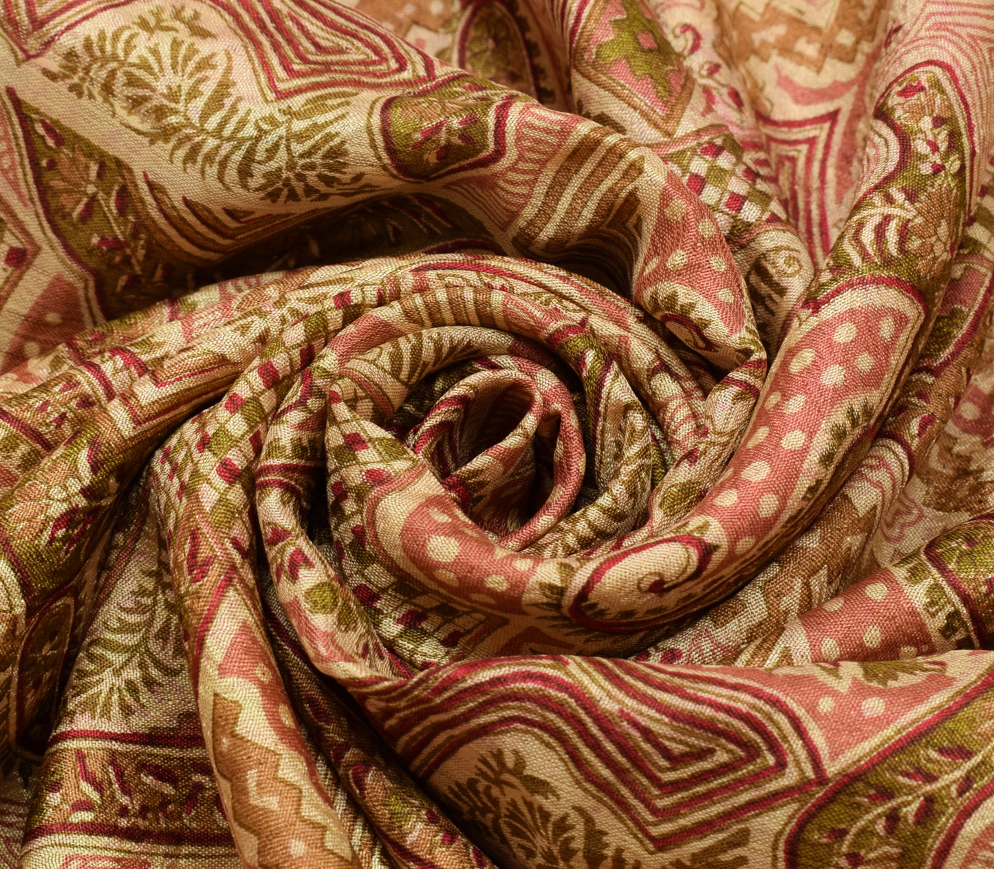 Sushila Vintage Indian Saree 100% Pure Silk Printed Soft Craft 5 Yard Fabric