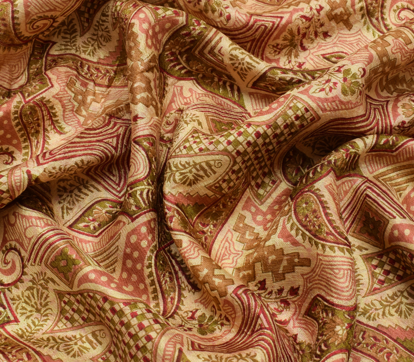 Sushila Vintage Indian Saree 100% Pure Silk Printed Soft Craft 5 Yard Fabric