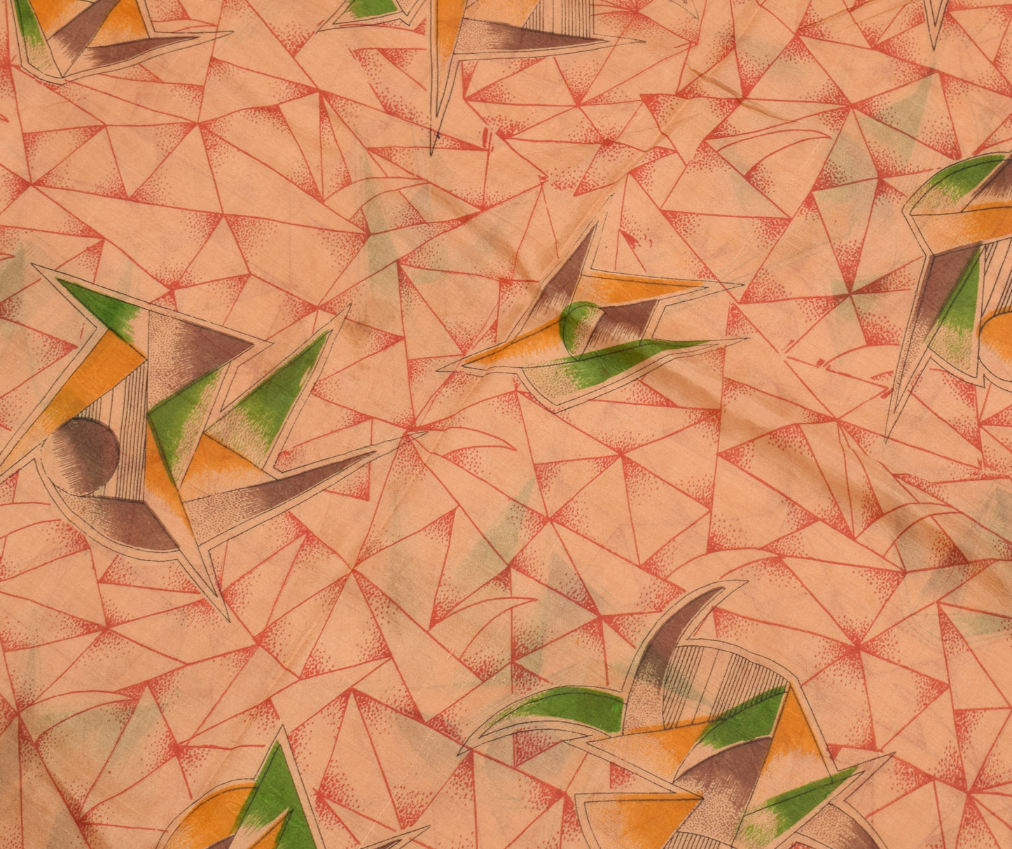 Sushila Vintage Peach Indian Saree 100% Pure Silk Printed Soft Craft Fabric