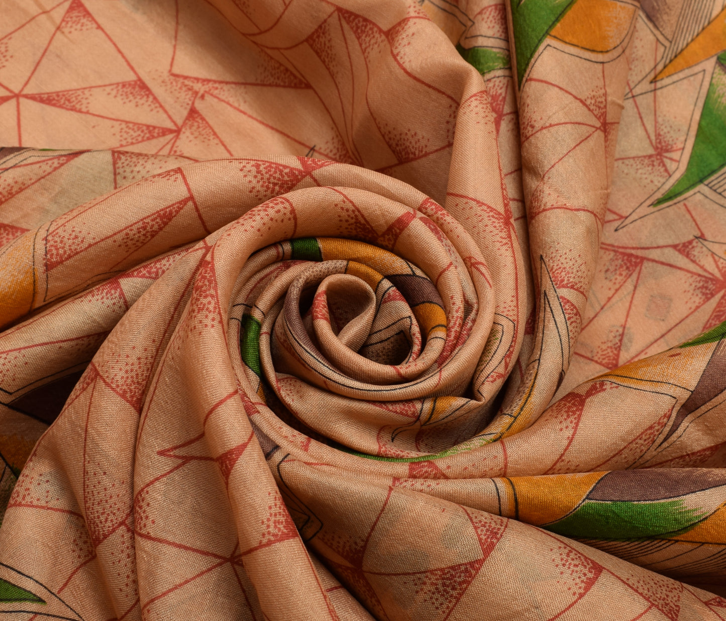 Sushila Vintage Peach Indian Saree 100% Pure Silk Printed Soft Craft Fabric