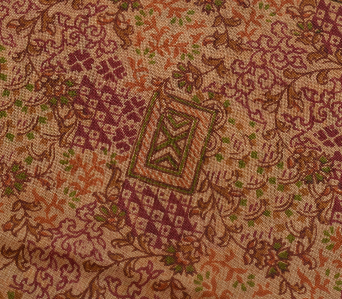 Sushila Vintage Brown Saree 100% Pure Silk Printed Floral Soft Craft Fabric