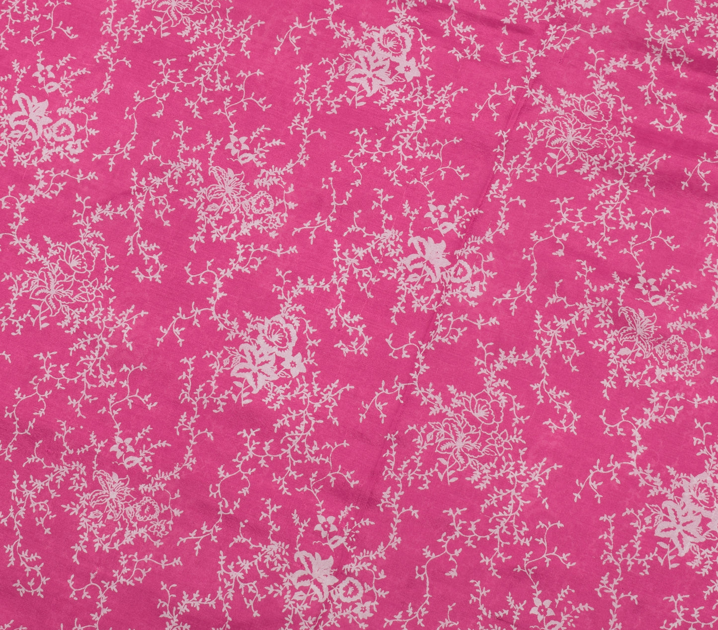 Sushila Vintage Dark Pink Saree 100% Pure Silk Printed Floral Soft Craft Fabric