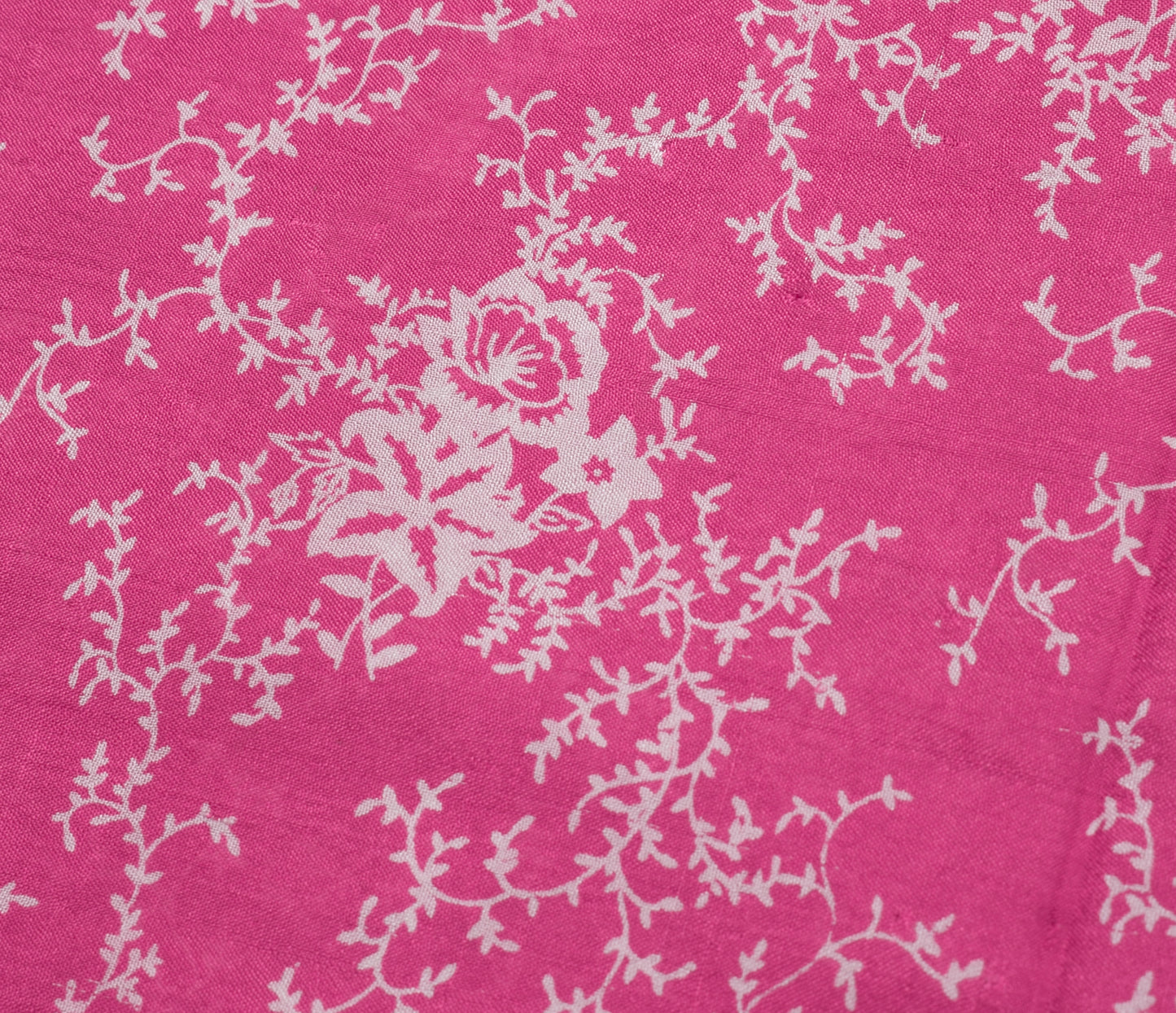 Sushila Vintage Dark Pink Saree 100% Pure Silk Printed Floral Soft Craft Fabric