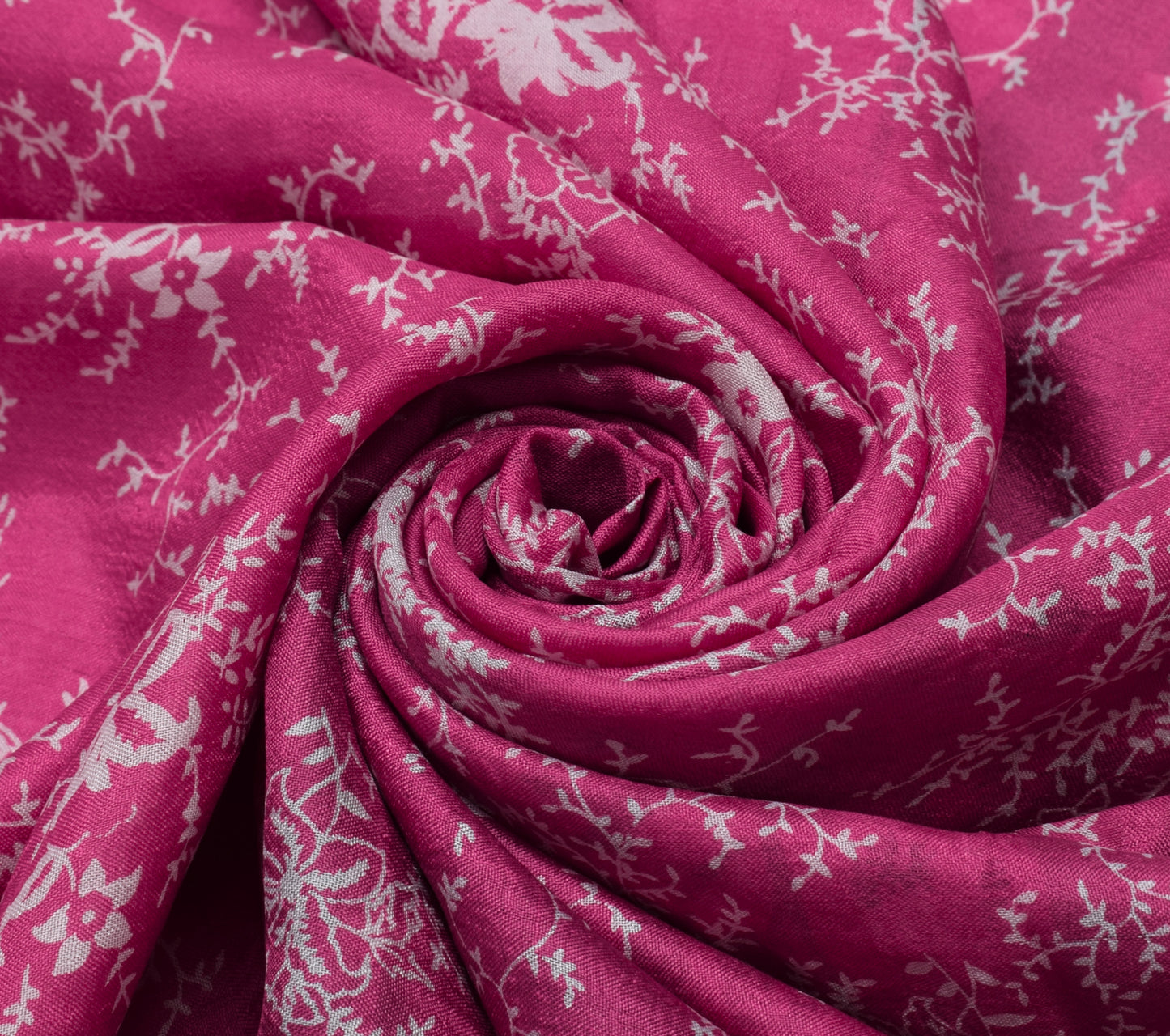 Sushila Vintage Dark Pink Saree 100% Pure Silk Printed Floral Soft Craft Fabric