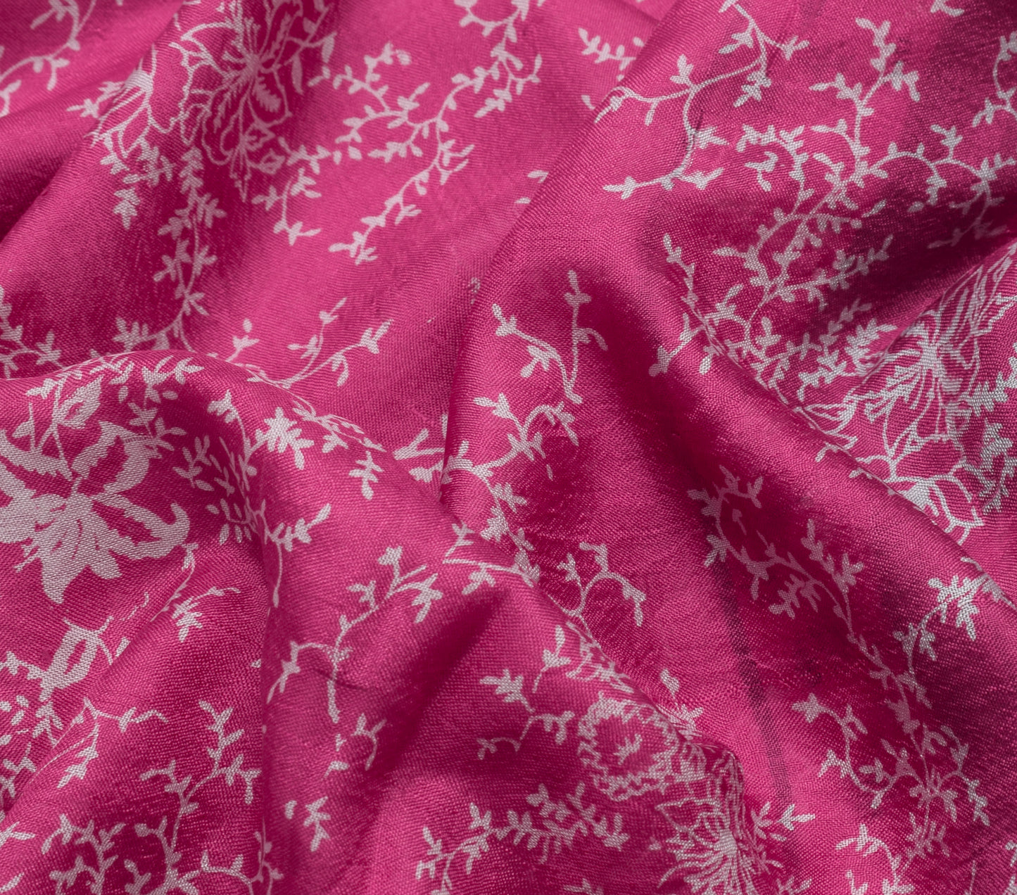 Sushila Vintage Dark Pink Saree 100% Pure Silk Printed Floral Soft Craft Fabric