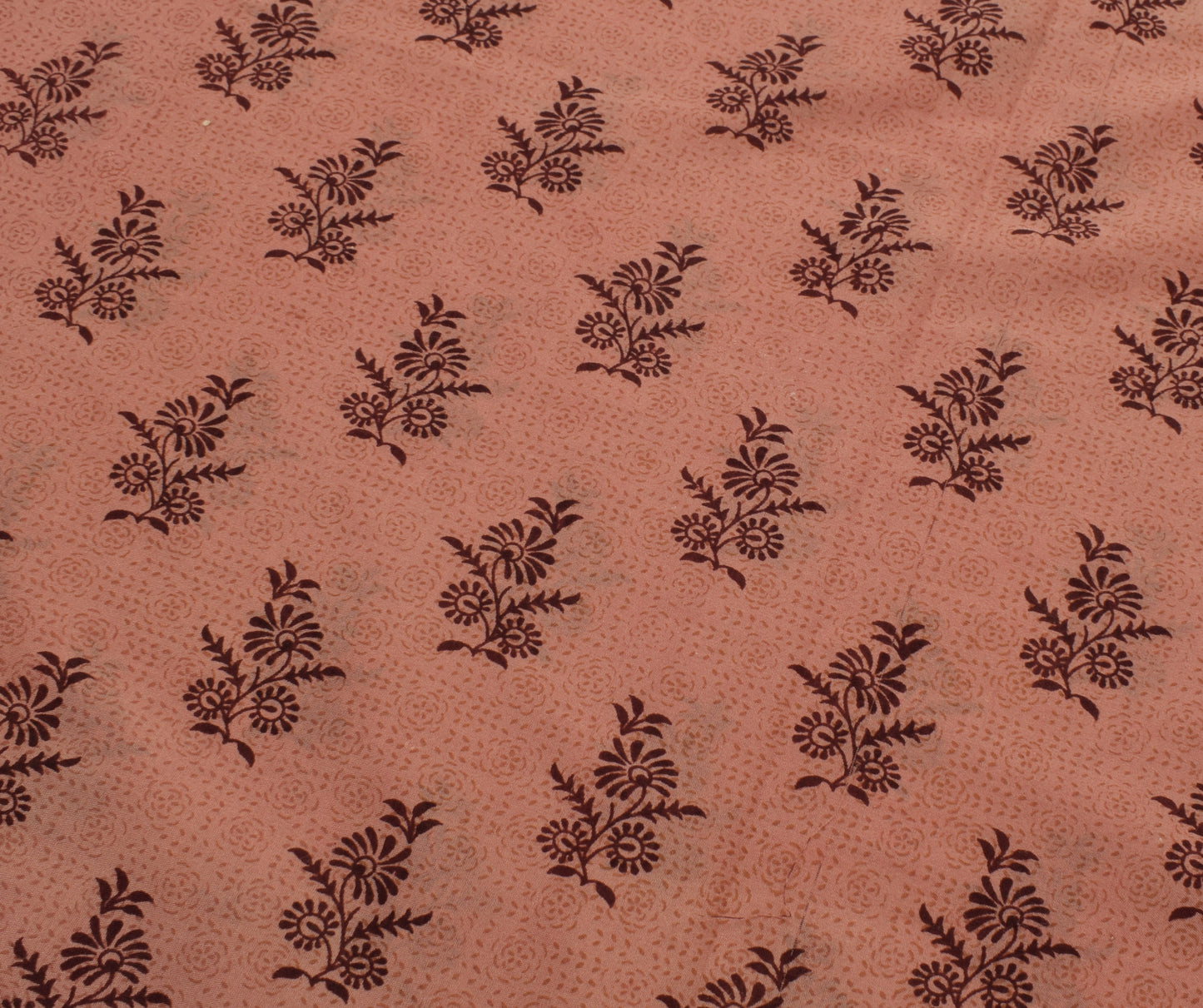 Sushila Vintage Peach Saree Blend Silk Printed Floral Soft Craft 5 Yard Fabric