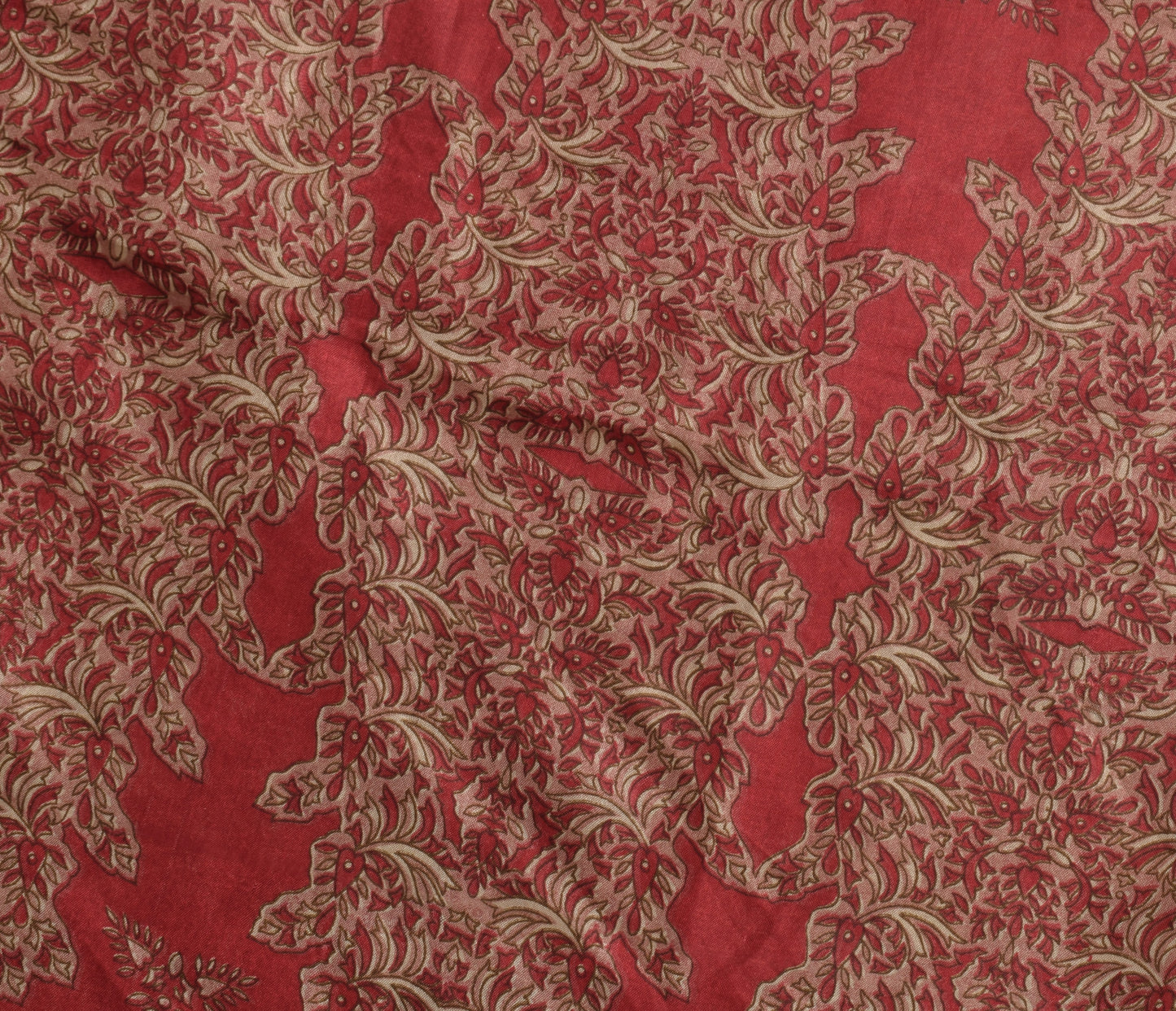 Sushila Vintage Light Brown Saree Blend Silk Printed Floral Soft Craft Fabric