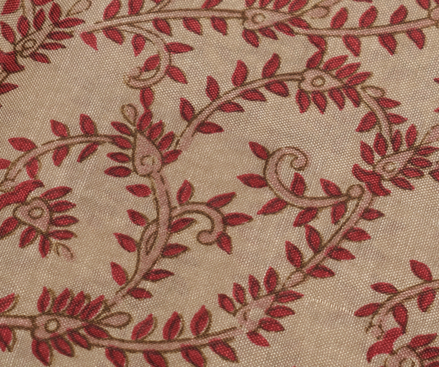 Sushila Vintage Light Brown Saree Blend Silk Printed Floral Soft Craft Fabric