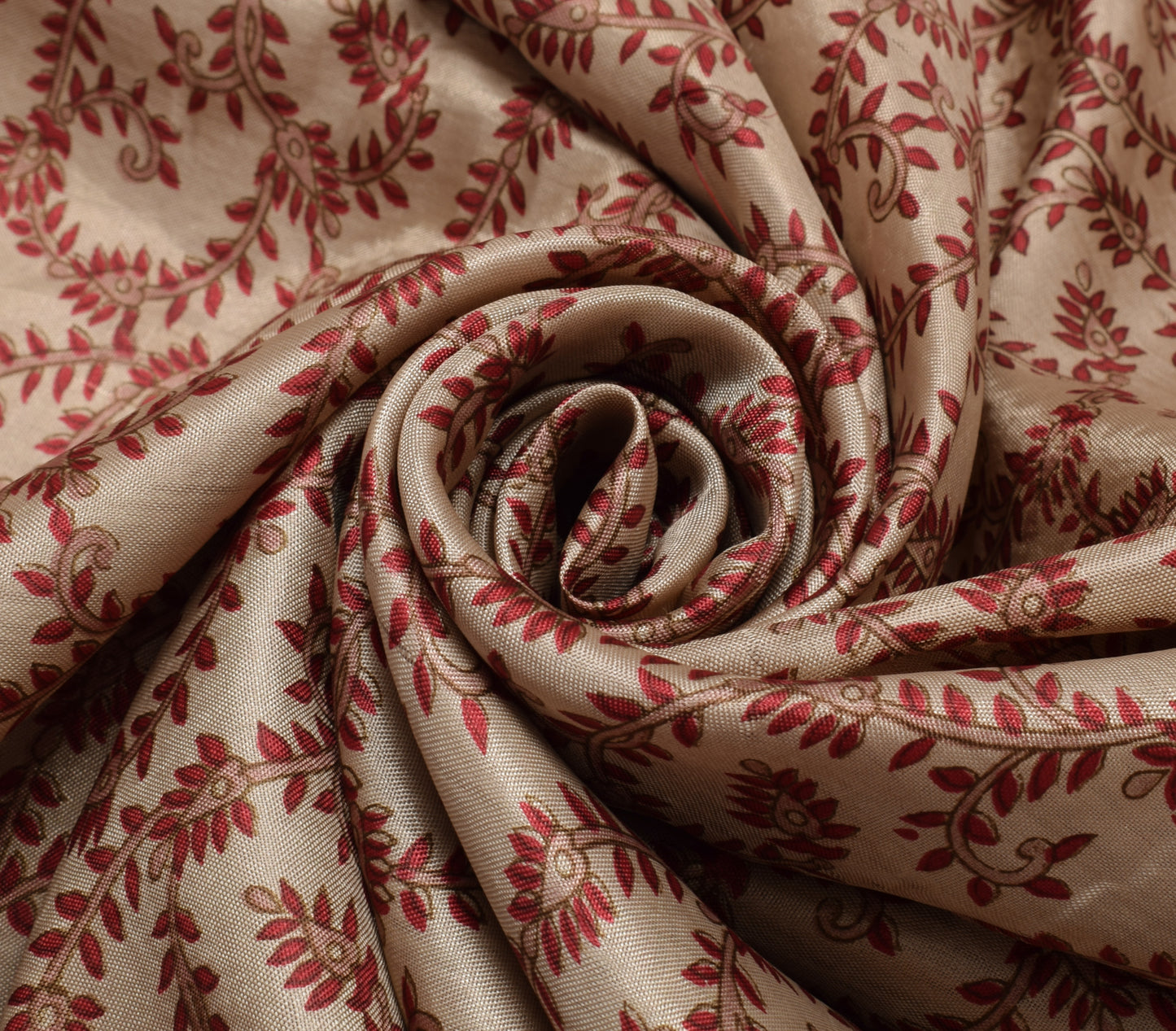 Sushila Vintage Light Brown Saree Blend Silk Printed Floral Soft Craft Fabric