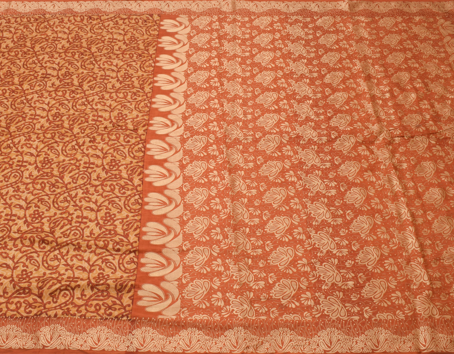 Sushila Vintage Indian Saree 100% Pure Silk Printed & Woven Soft Craft Fabric