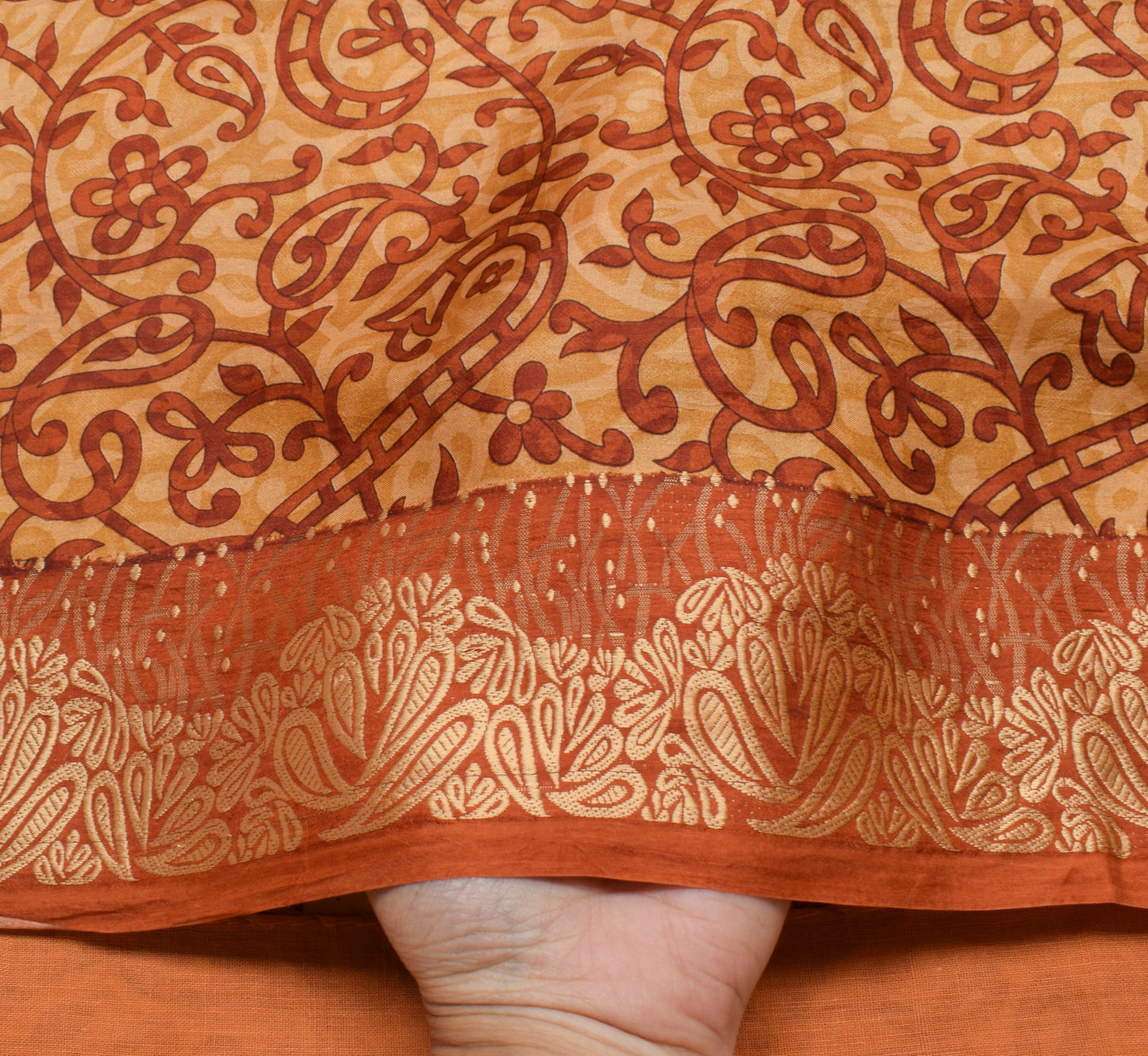 Sushila Vintage Indian Saree 100% Pure Silk Printed & Woven Soft Craft Fabric