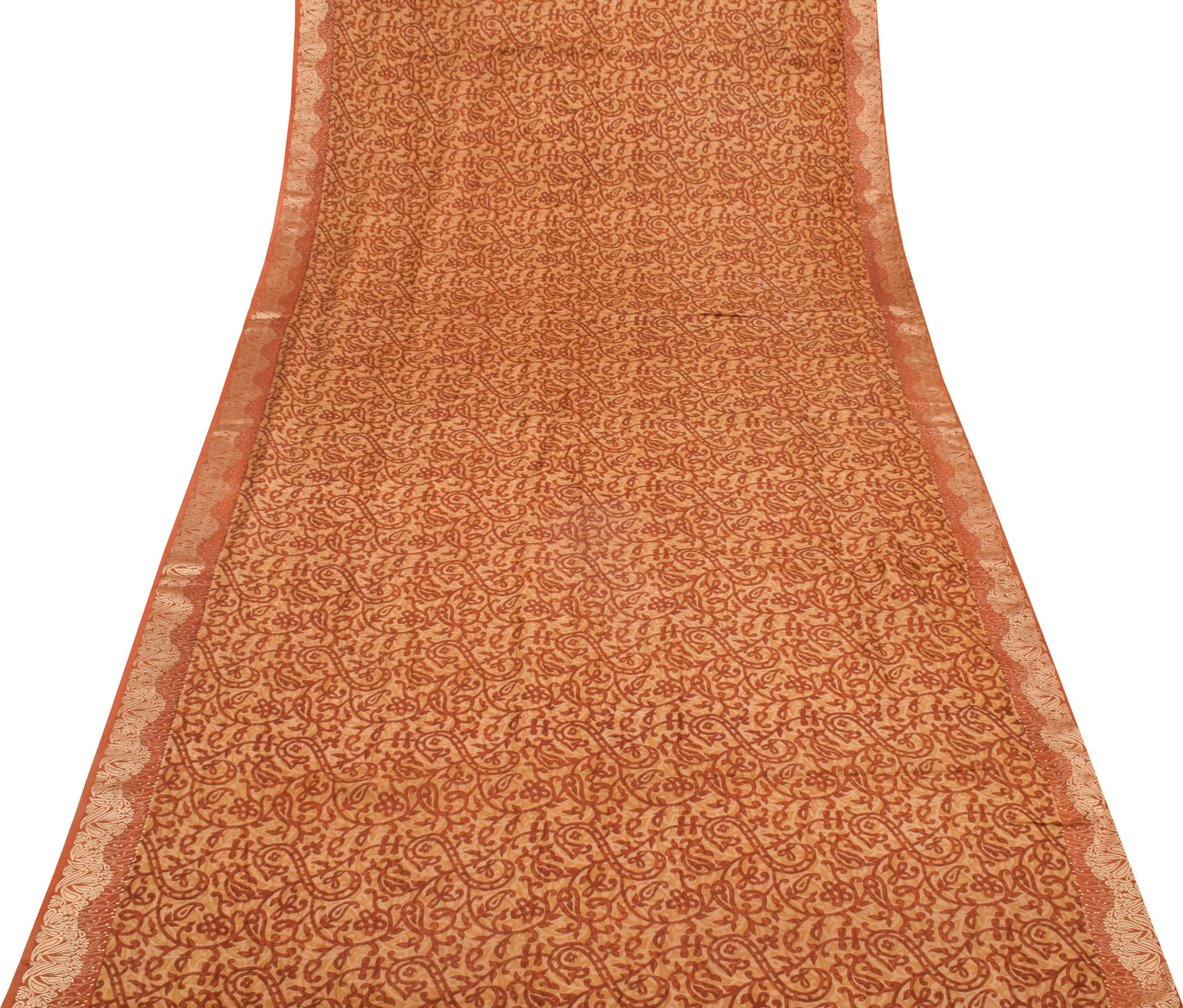 Sushila Vintage Indian Saree 100% Pure Silk Printed & Woven Soft Craft Fabric