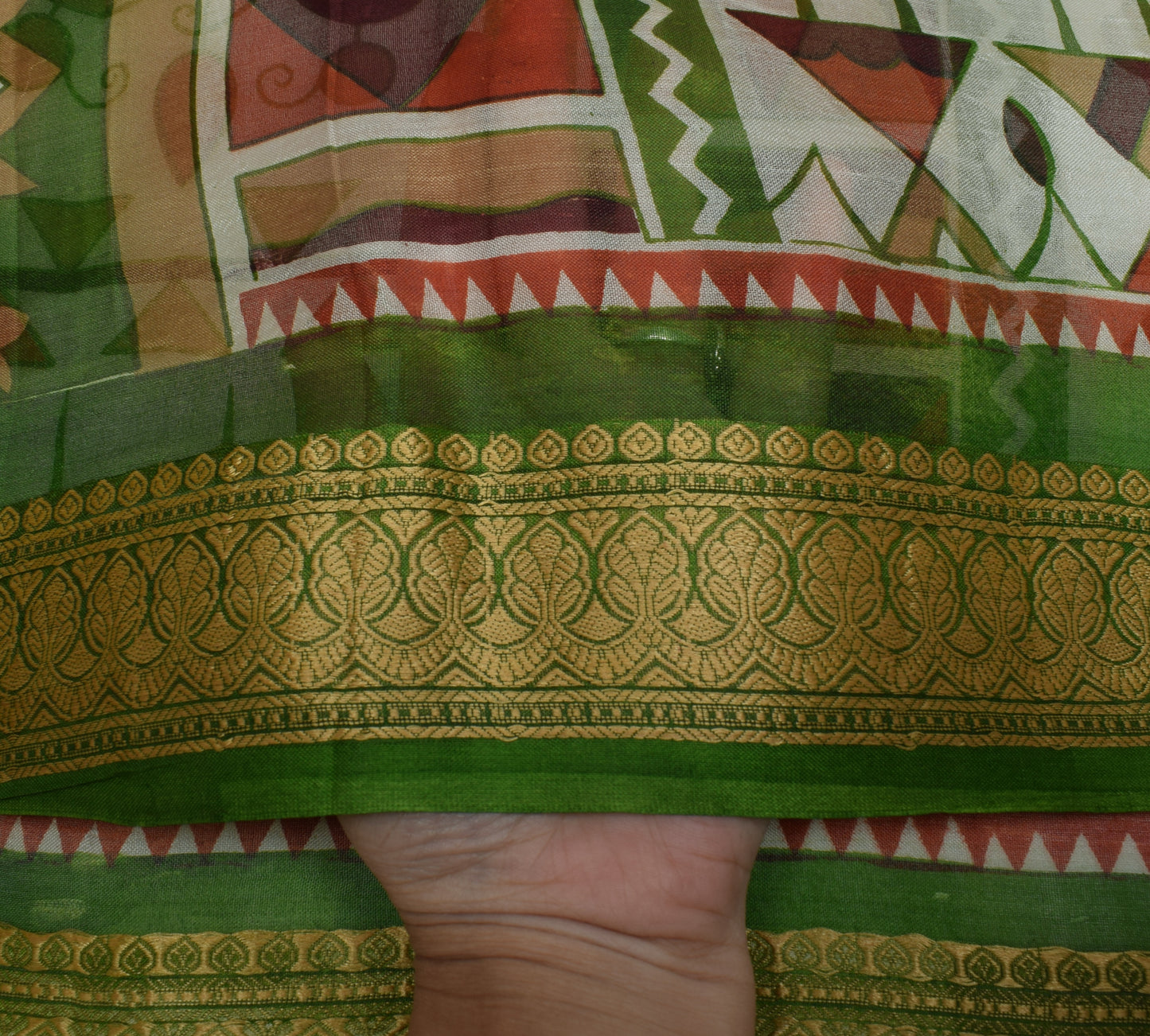 Sushila Vintage Indian Saree 100% Pure Silk Printed Humans Soft Craft Fabric