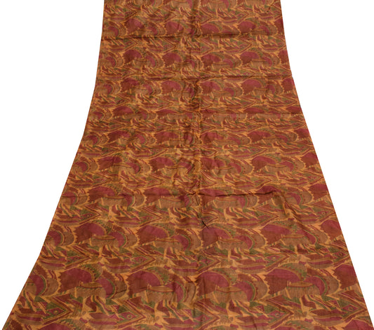 Sushila Vintage Indian Multi-Color Saree 100% Pure Silk Printed Craft Fabric