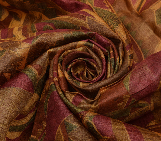 Sushila Vintage Indian Multi-Color Saree 100% Pure Silk Printed Craft Fabric