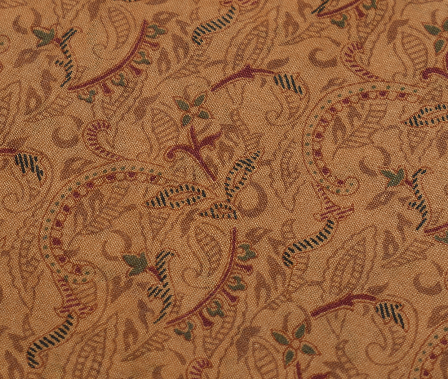 Sushila Vintage Brown Saree 100% Pure Silk Printed Paisley 5 YD Craft Fabric