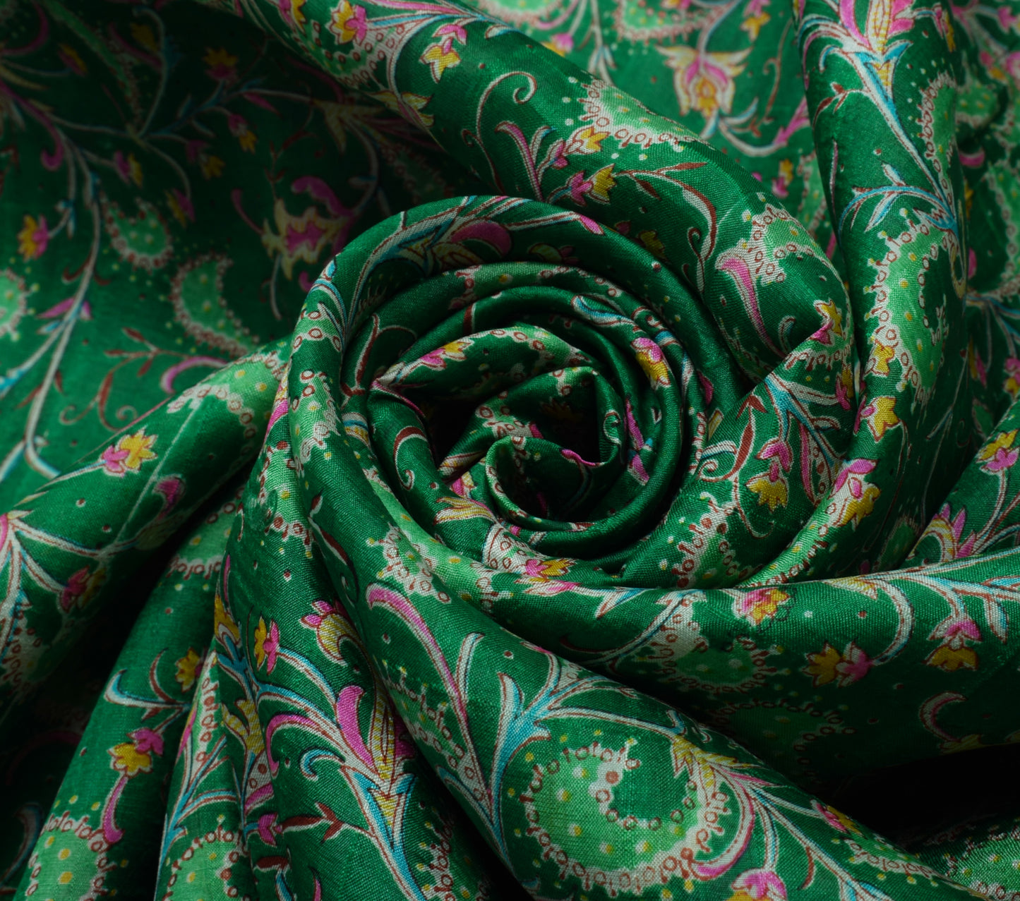 Sushila Vintage Green Saree 100% Pure Silk Printed Floral Soft Craft Fabric