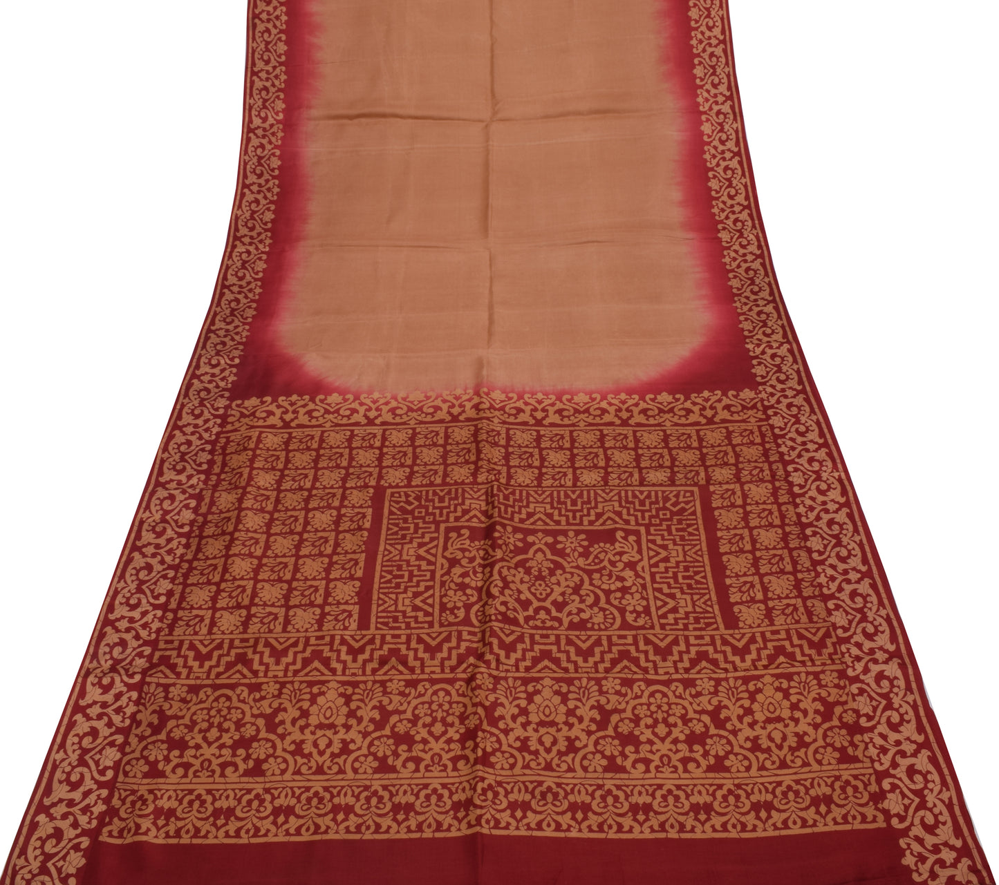Sushila Vintage Indian Saree 100% Pure Silk Printed 5 Yard Soft Craft Fabric