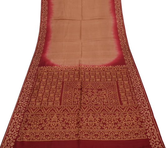 Sushila Vintage Indian Saree 100% Pure Silk Printed 5 Yard Soft Craft Fabric