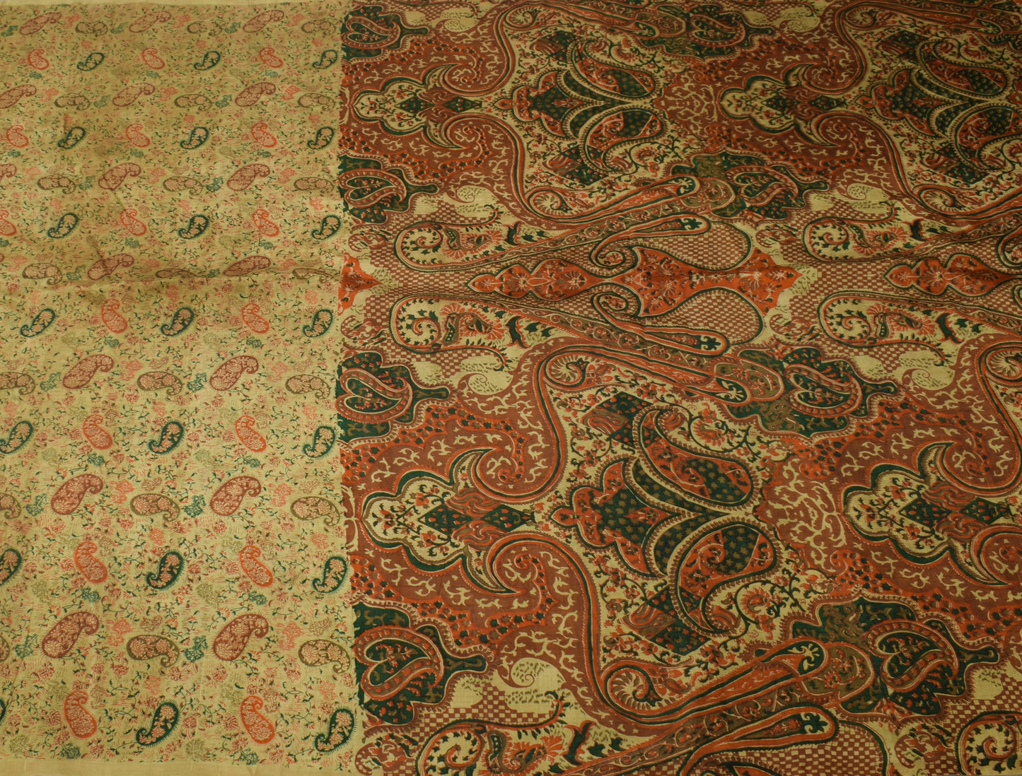 Sushila Vintage Indian Saree 100% Pure Silk Printed Paisley Soft Craft Fabric