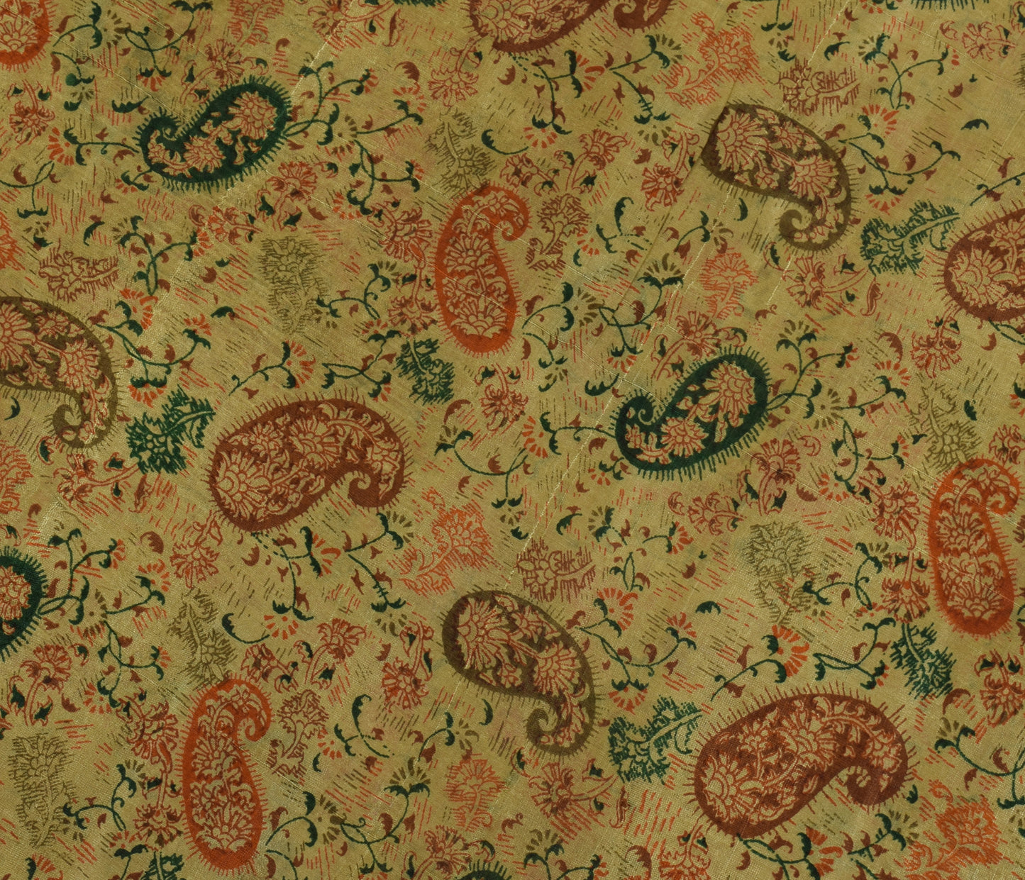 Sushila Vintage Indian Saree 100% Pure Silk Printed Paisley Soft Craft Fabric