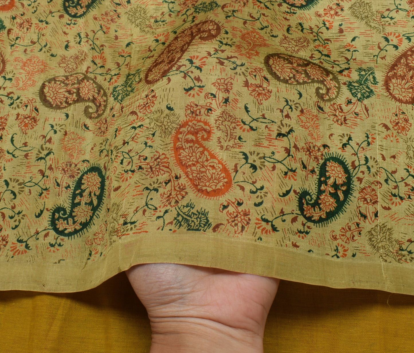 Sushila Vintage Indian Saree 100% Pure Silk Printed Paisley Soft Craft Fabric