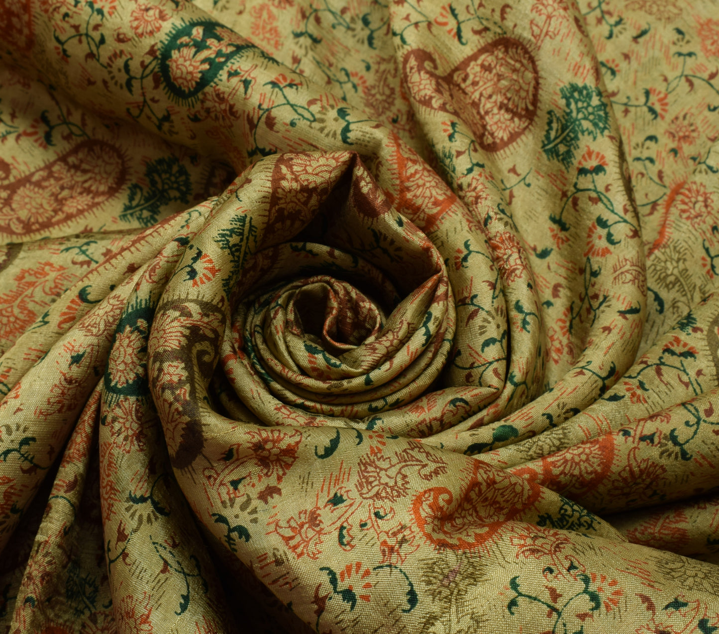 Sushila Vintage Indian Saree 100% Pure Silk Printed Paisley Soft Craft Fabric