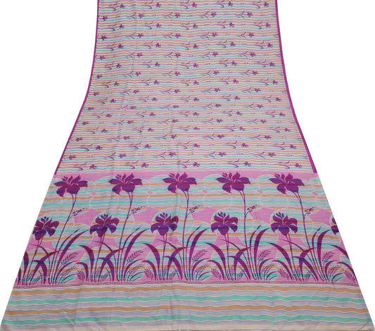 Sushila Vintage Multi-Color Saree 100% Pure Silk Printed Soft Craft Fabric