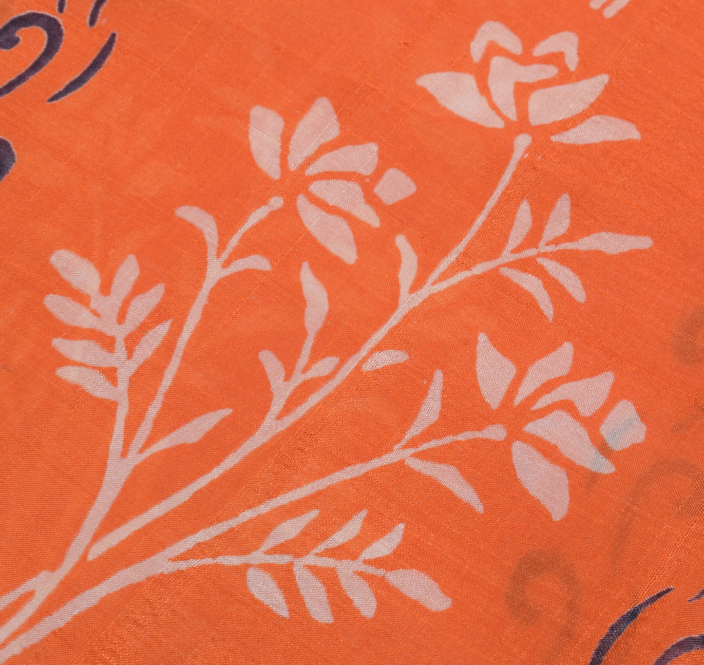 Sushila Vintage Orange Indian Saree 100% Pure Silk Printed 5 Yard Craft Fabric