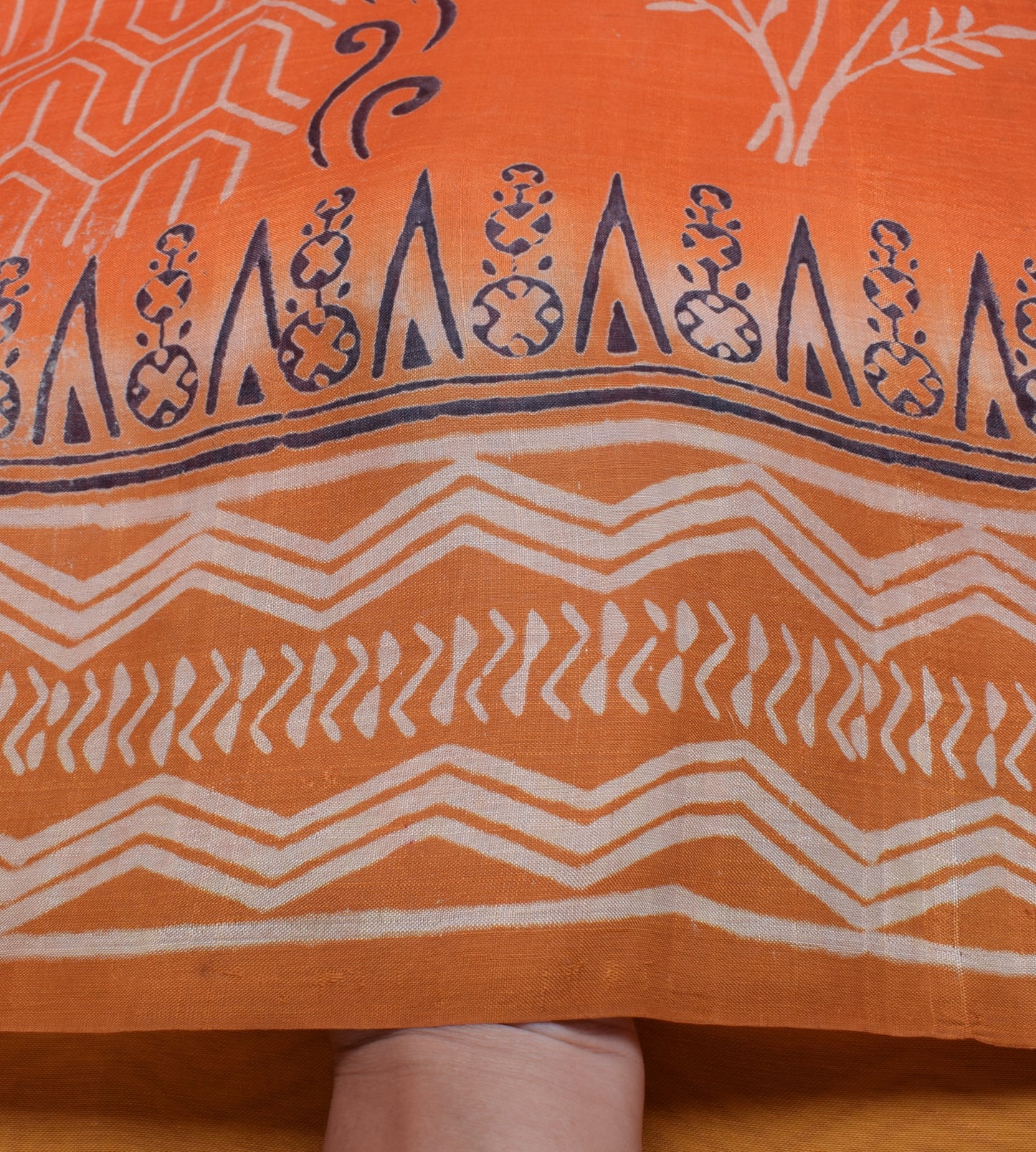 Sushila Vintage Orange Indian Saree 100% Pure Silk Printed 5 Yard Craft Fabric