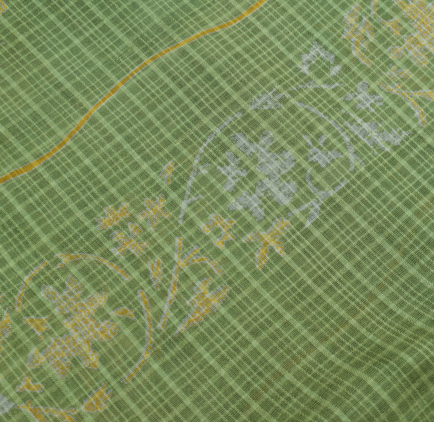 Sushila Vintage Green Saree 100% Pure Silk Printed Floral 5 YD Craft Fabric