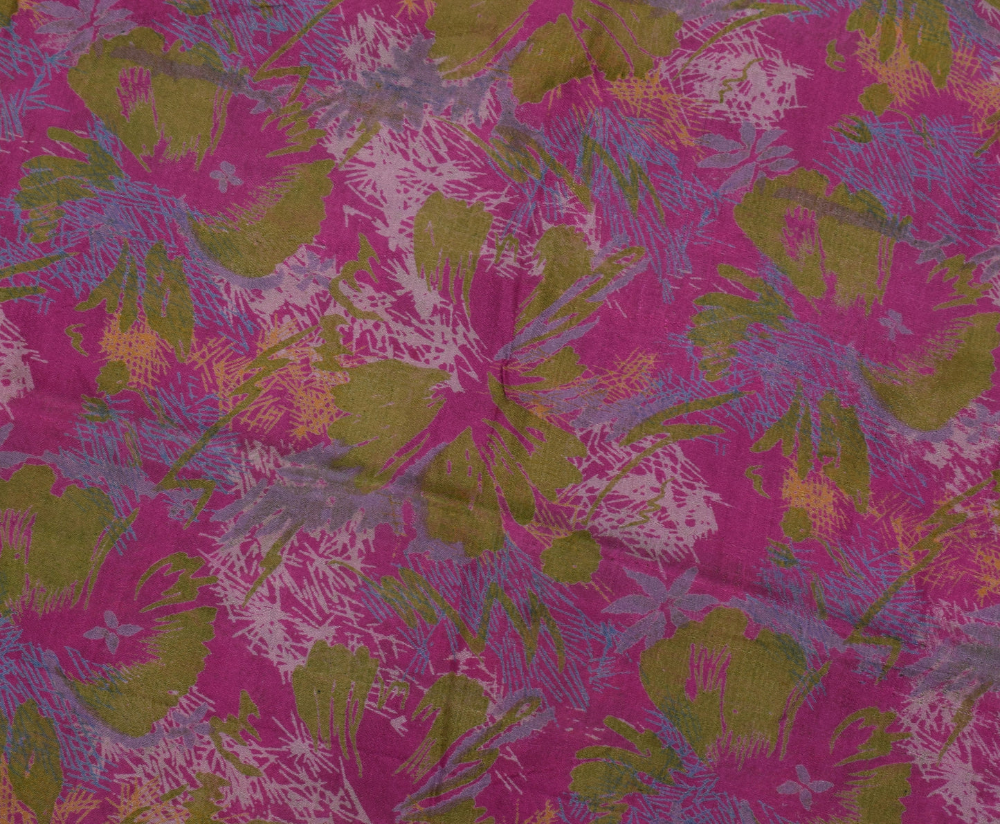 Sushila Vintage Green Indian Saree 100% Pure Silk Printed Soft Craft Fabric