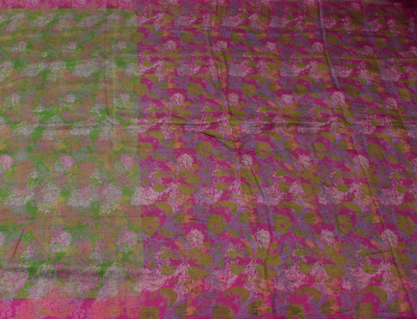 Sushila Vintage Green Indian Saree 100% Pure Silk Printed Soft Craft Fabric