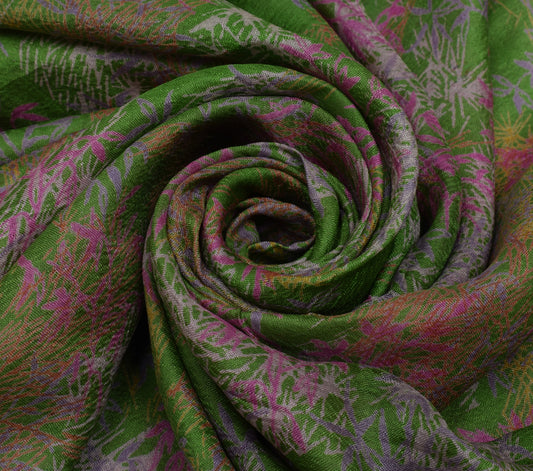 Sushila Vintage Green Indian Saree 100% Pure Silk Printed Soft Craft Fabric