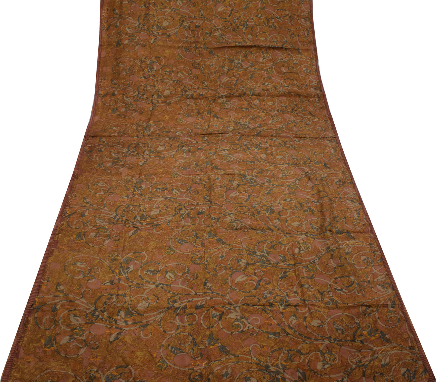 Sushila Vintage Indian Saree 100% Pure Silk Printed Floral Soft Craft Fabric