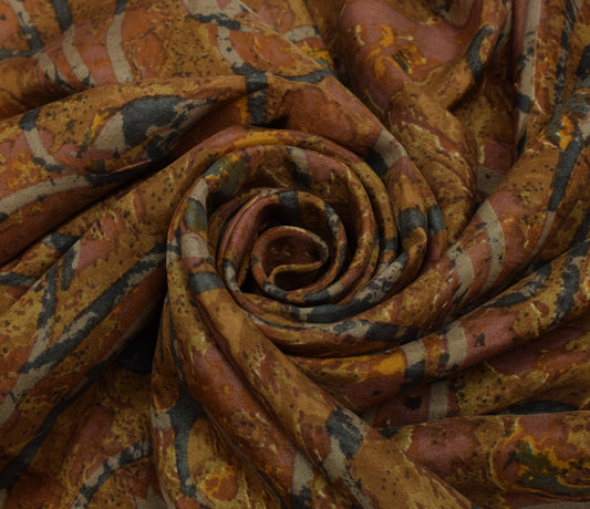 Sushila Vintage Indian Saree 100% Pure Silk Printed Floral Soft Craft Fabric
