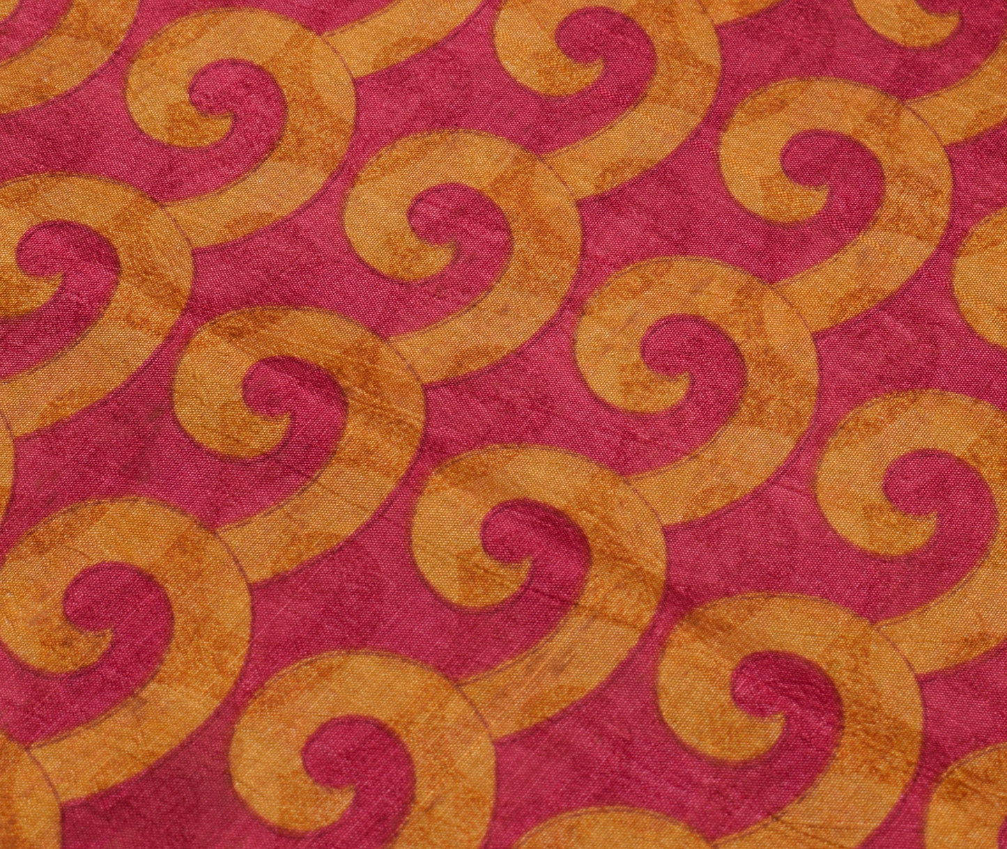 Sushila Vintage Dark Pink Saree 100% Pure Silk Printed Craft 5 Yard Fabric