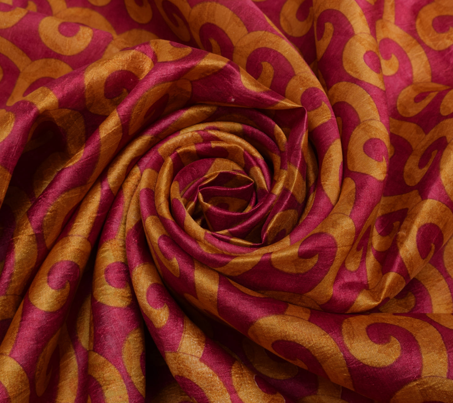 Sushila Vintage Dark Pink Saree 100% Pure Silk Printed Craft 5 Yard Fabric