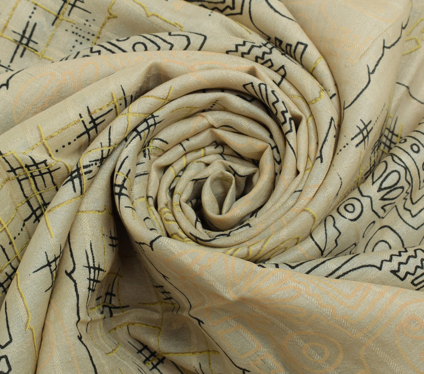 Sushila Vintage Cream Saree 100% Pure Silk Printed 5 Yard Soft Craft Fabric