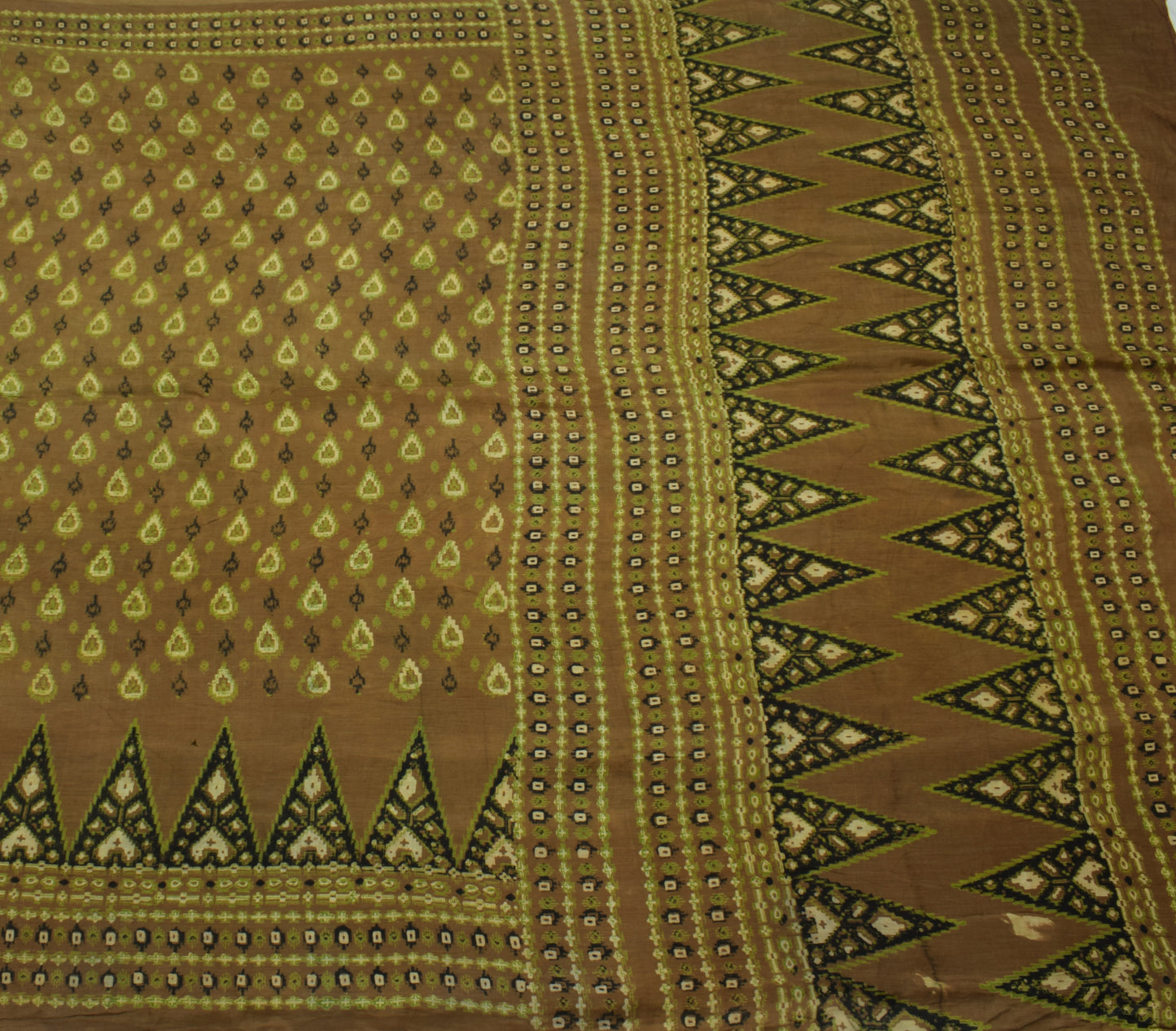 Sushila Vintage Brown Saree 100% Pure Cotton Printed 5 Yard Soft Craft Fabric