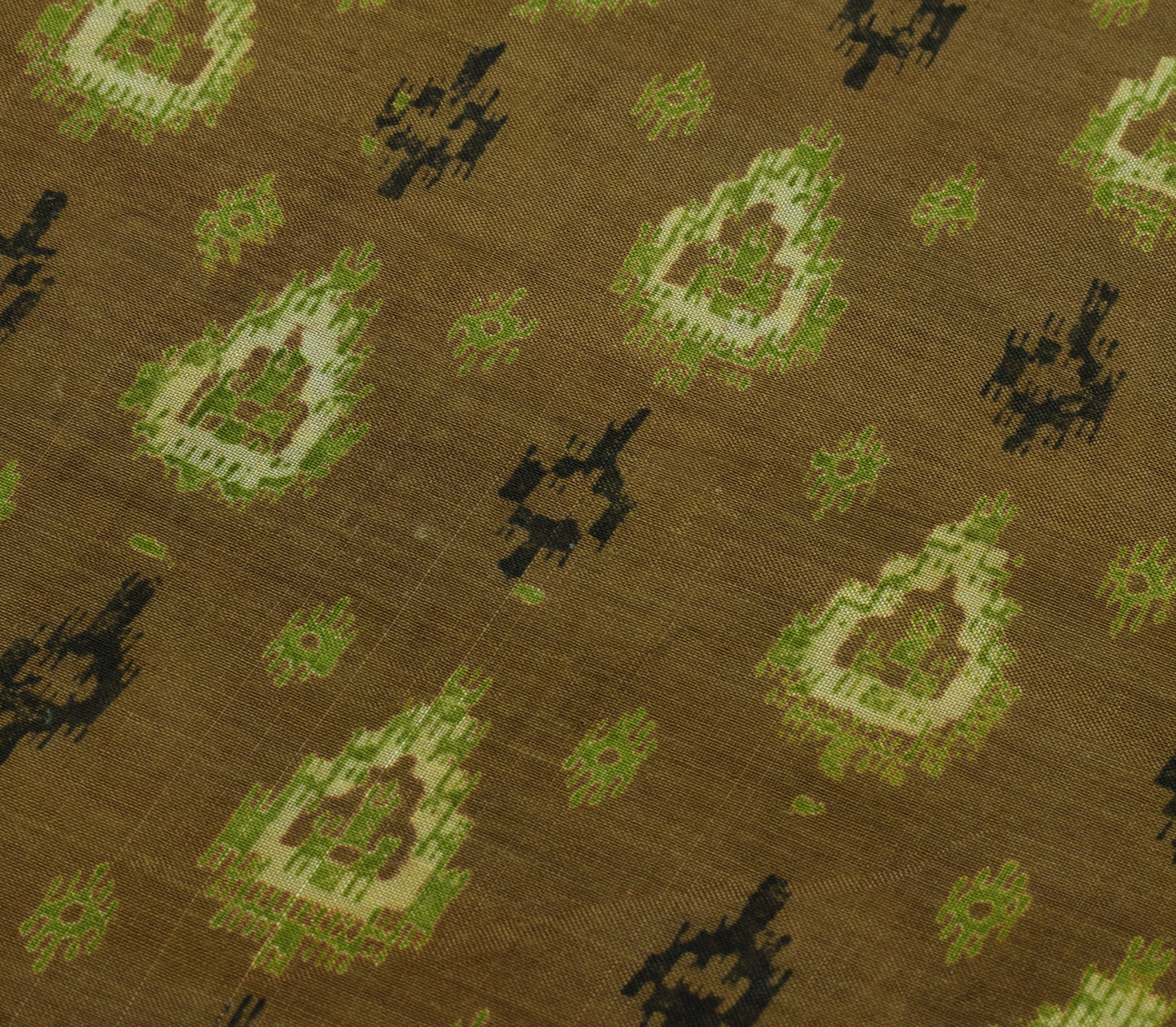 Sushila Vintage Brown Saree 100% Pure Cotton Printed 5 Yard Soft Craft Fabric