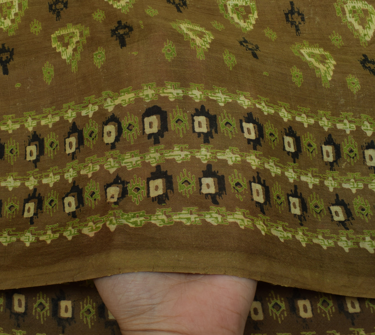 Sushila Vintage Brown Saree 100% Pure Cotton Printed 5 Yard Soft Craft Fabric