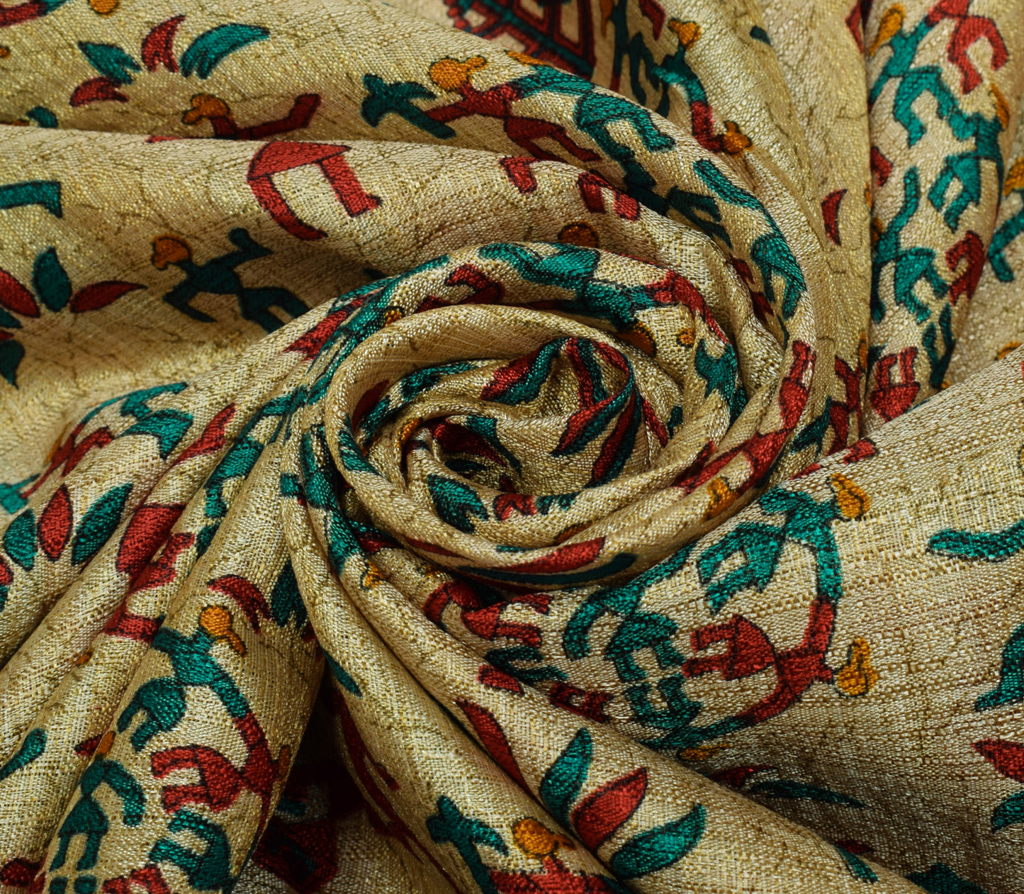 Sushila Vintage Light Brown Saree Blend Silk Printed Soft Craft 5 Yard Fabric