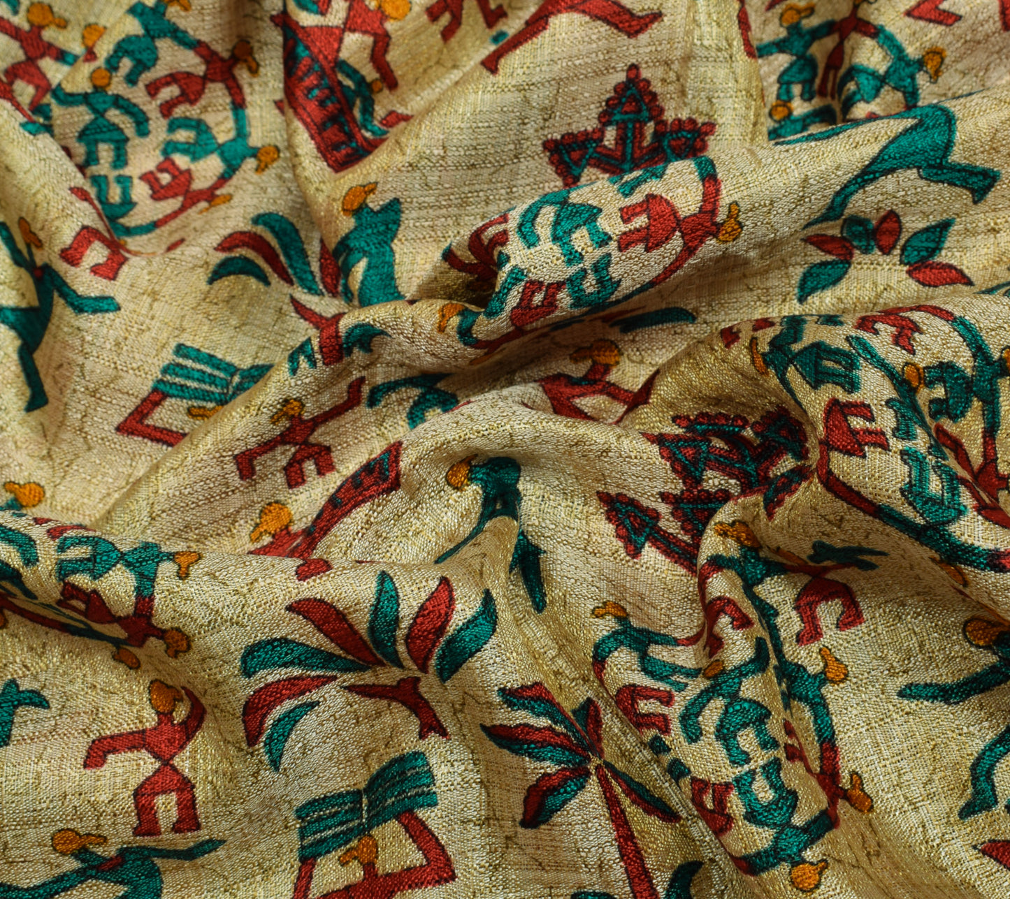 Sushila Vintage Light Brown Saree Blend Silk Printed Soft Craft 5 Yard Fabric