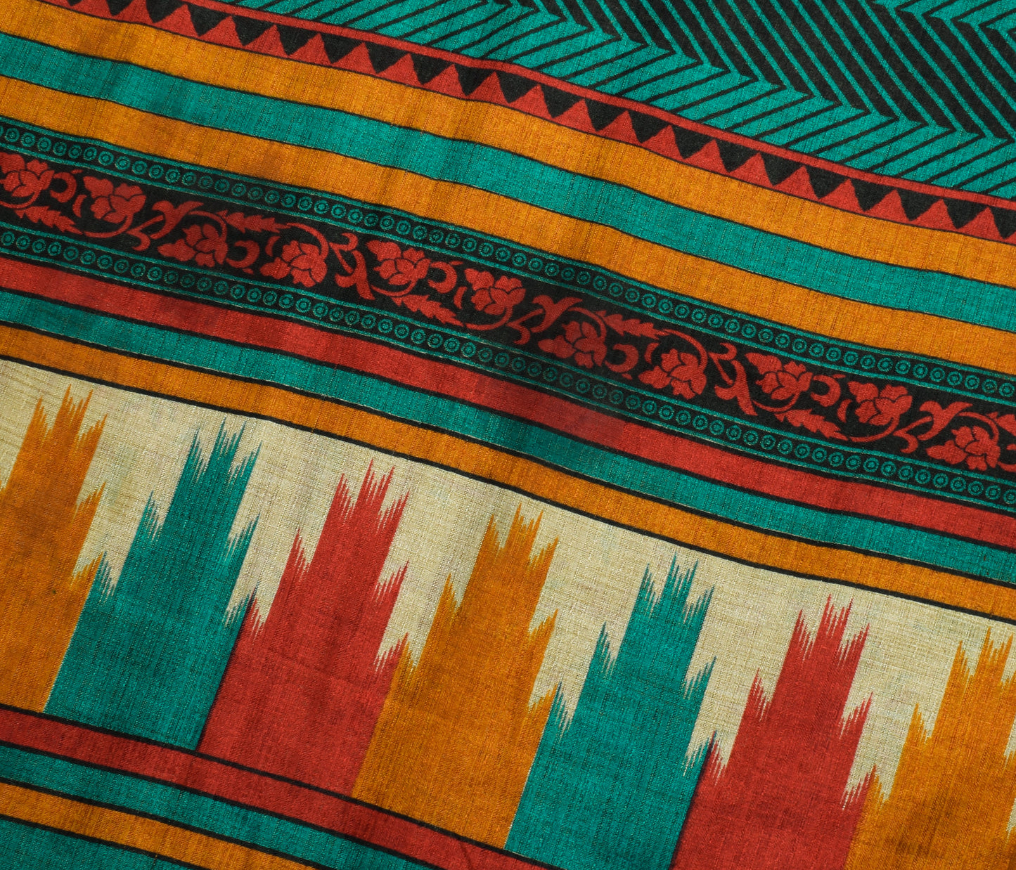 Sushila Vintage Light Brown Saree Blend Silk Printed Soft Craft 5 Yard Fabric