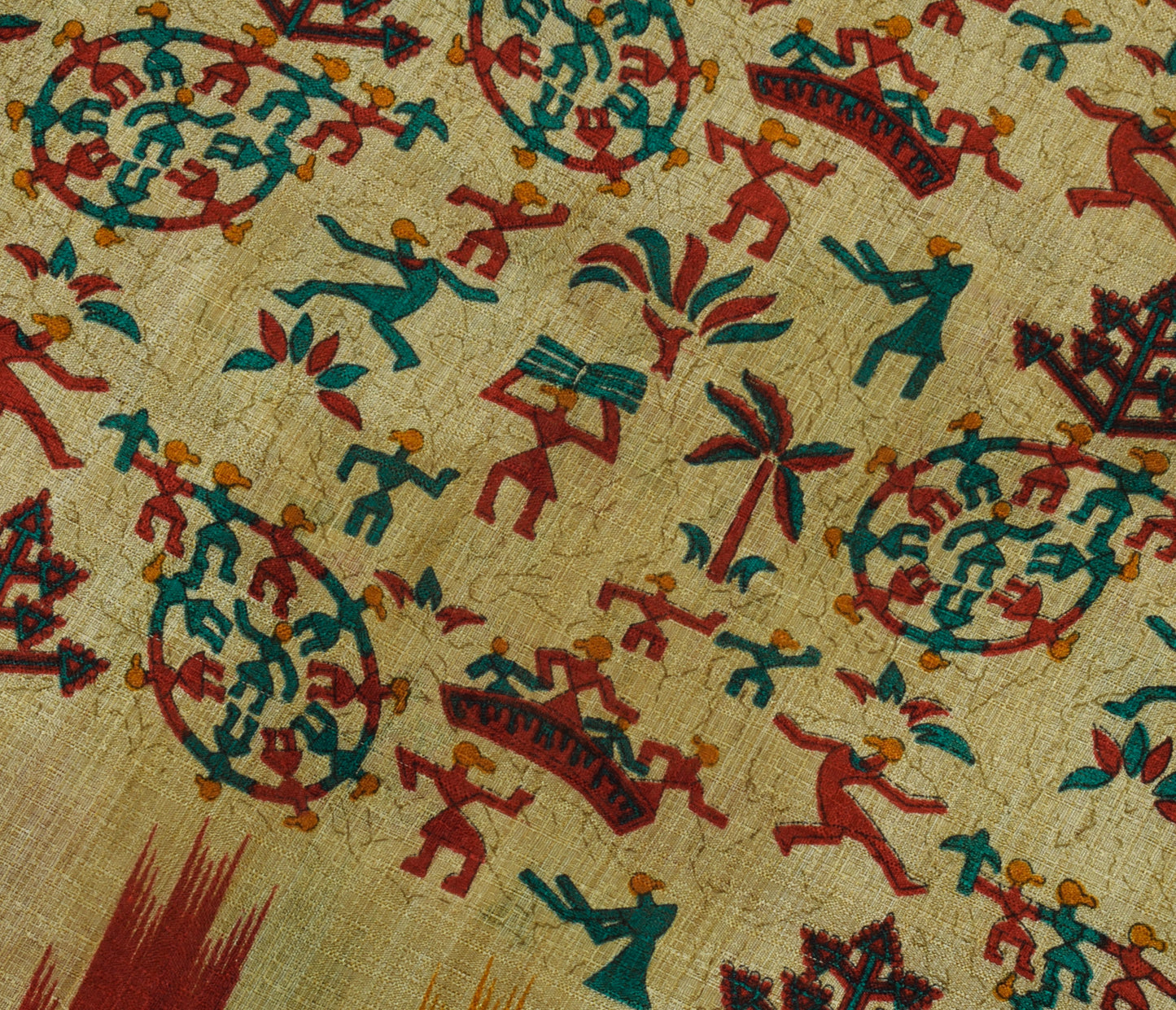 Sushila Vintage Light Brown Saree Blend Silk Printed Soft Craft 5 Yard Fabric