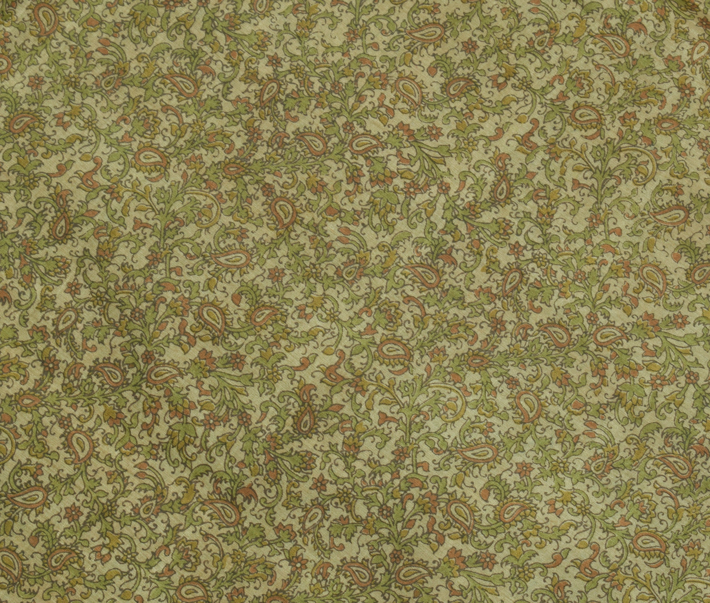 Sushila Vintage Cream Saree Blend Silk Printed Floral Soft Craft 5 Yard Fabric